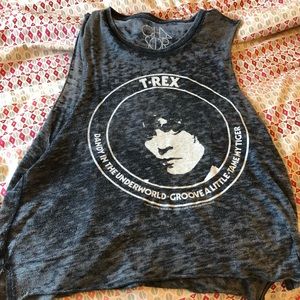 T Rex band tee distressed crop top